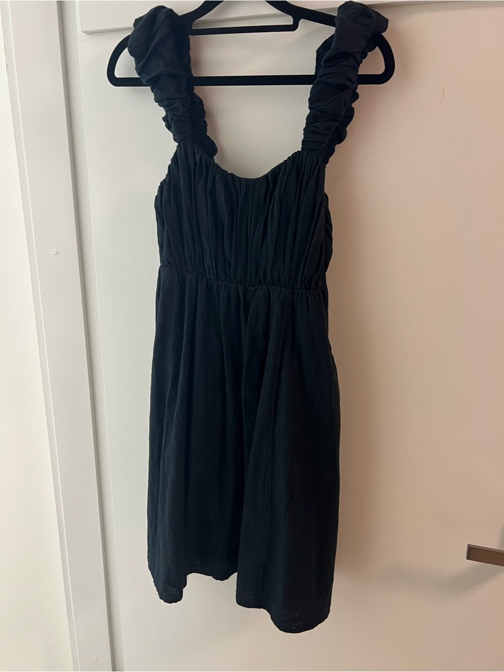 Abercrombie & Fitch Puff Strap Linen Blend Mini Dress